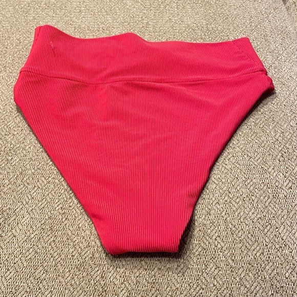 New! Beach Riot Emma cutout bow front bikini bottom pink rib 14385 - Picture 3 of 12